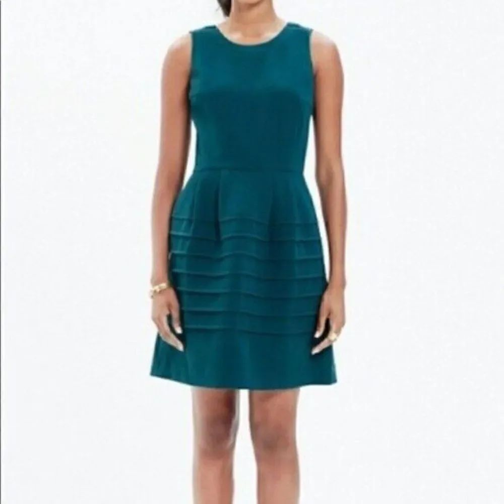 Madewell Midnight Dress Spruce Teal Green Fit and Flare Size 0 E4899 Sleeveless